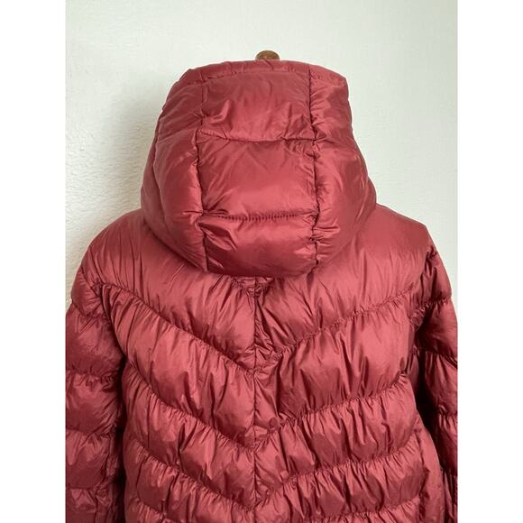 Michael Kors Puffer Jacket Hoodie Down Fill Burgundy FLAW - Picture 14 of 16